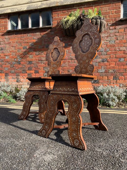 pair of syrian inlaid chairs - CATEGORY: ANTIQUE CHAIRS - DATED 1890