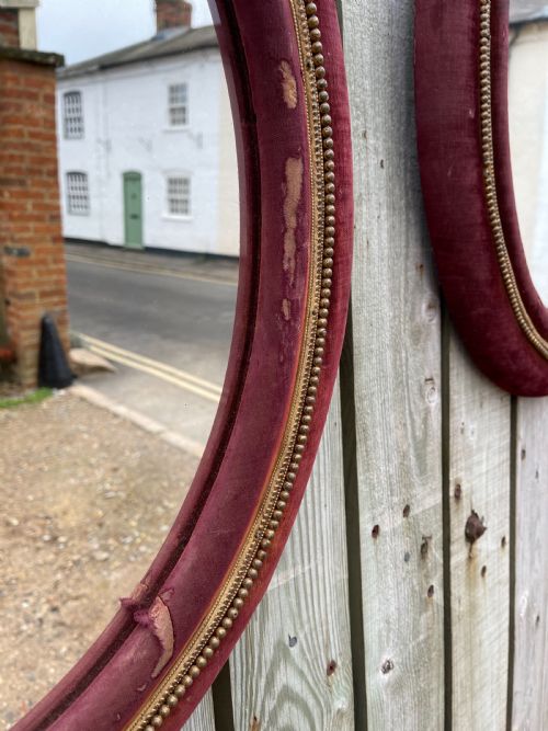 PAIR OF VICTORIAN VELVET COVERED MIRRORS - ADDITIONAL PHOTO 2