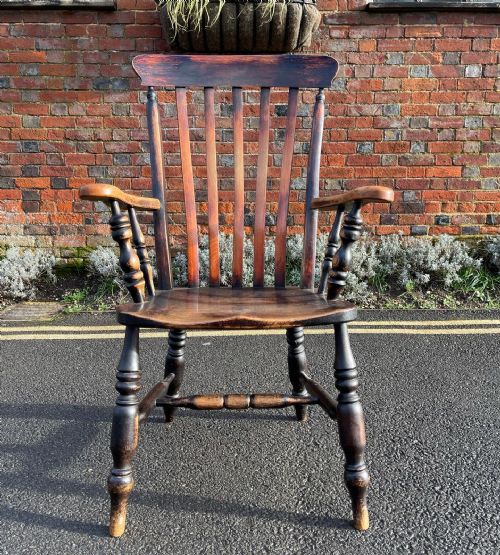 victorian slatback armchair - CATEGORY: ANTIQUE CHAIRS - DATED 1880