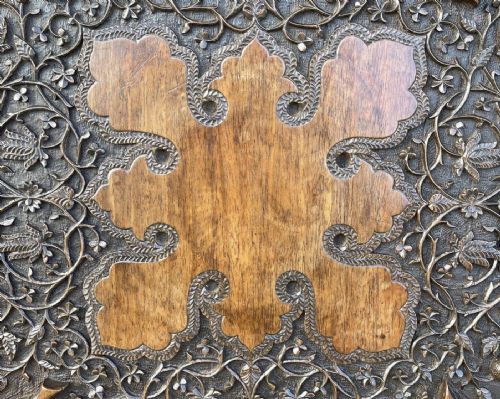 PAIR OF KASHMIRI CARVED WALNUT TABLES - ADDITIONAL PHOTO 3
