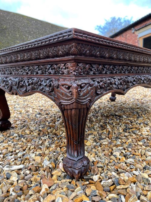 CARVED TEAK COFFEE TABLE - ADDITIONAL PHOTO 2