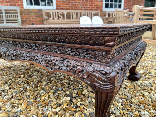 CARVED TEAK COFFEE TABLE - ADDITIONAL PHOTO 4