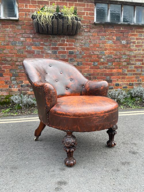 victorian leather armchair - CATEGORY: ANTIQUE CHAIRS - DATED 1870