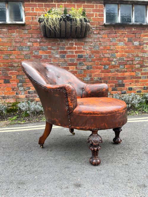 VICTORIAN LEATHER ARMCHAIR - ADDITIONAL PHOTO 5