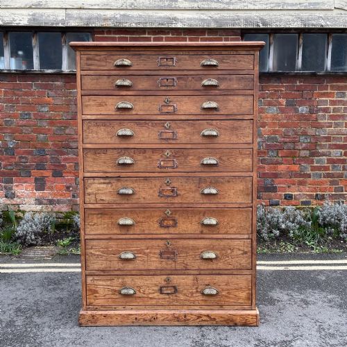 tall pitch pine chest - CATEGORY: ANTIQUE CHEST OF DRAWERS - DATED 1890