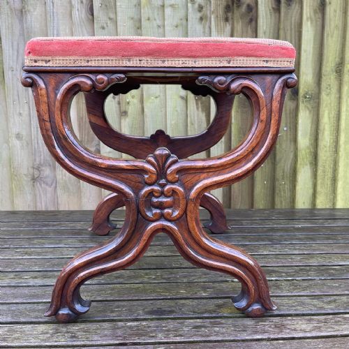 nineteenth century rosewood stool - CATEGORY: ANTIQUE STOOLS - DATED 19TH CENTURY