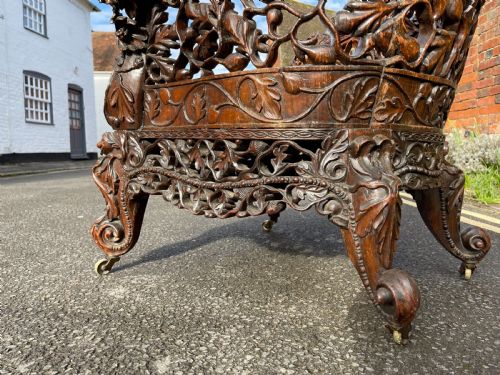 ANGLO INDIAN CARVED TEAK ARMCHAIR - ADDITIONAL PHOTO 10
