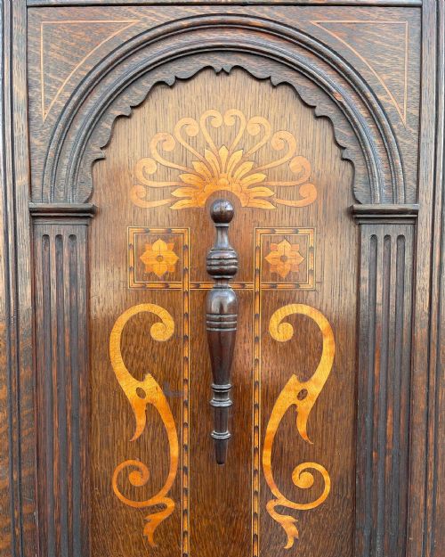 INLAID OAK HALL WARDROBE - ADDITIONAL PHOTO 1