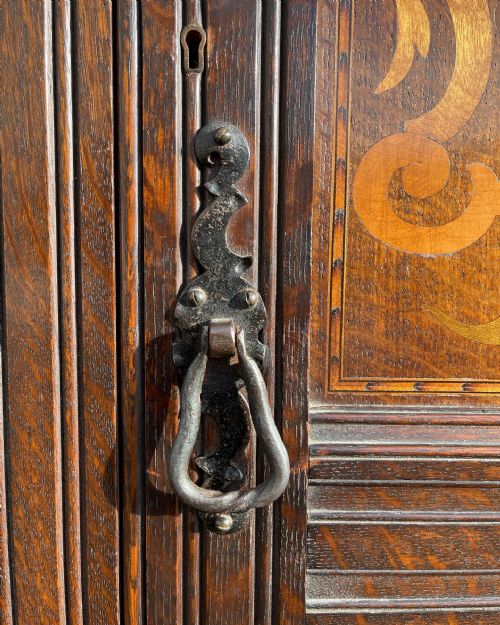 INLAID OAK HALL WARDROBE - ADDITIONAL PHOTO 2