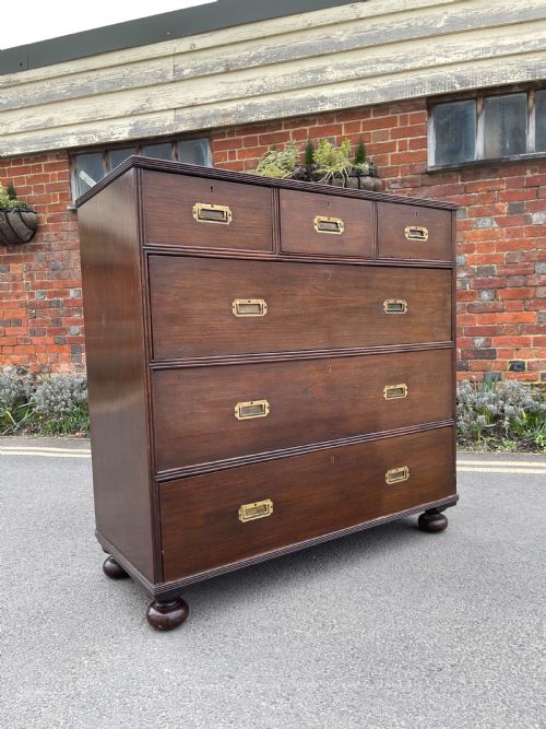 nineteenth century anglo indian teak campaign chest - CATEGORY: ANTIQUE CHEST OF DRAWERS - DATED 1870
