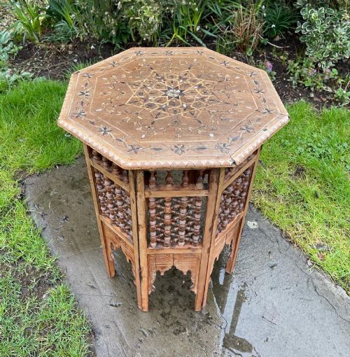 middle eastern inlaid folding table - CATEGORY: ANTIQUE TABLES - DATED 1890