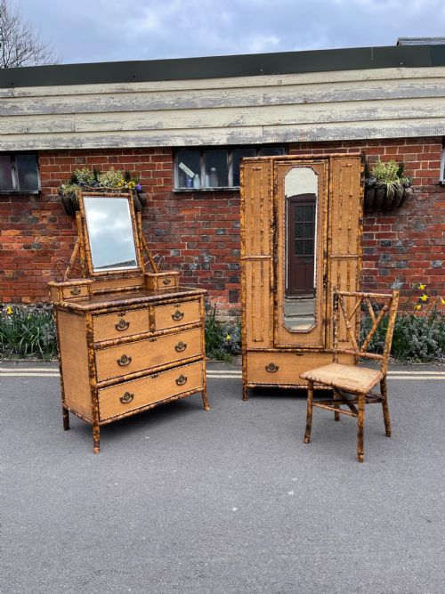 victorian bamboo bedroom pair - CATEGORY: ANTIQUE FURNITURE - DATED 1880