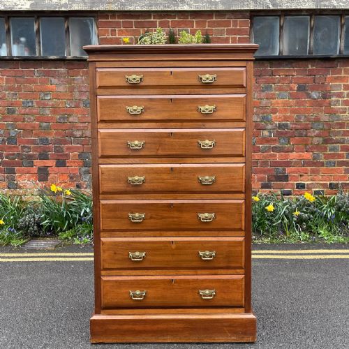 victorian walnut wellington chest - CATEGORY: ANTIQUE CHEST OF DRAWERS - DATED 1890