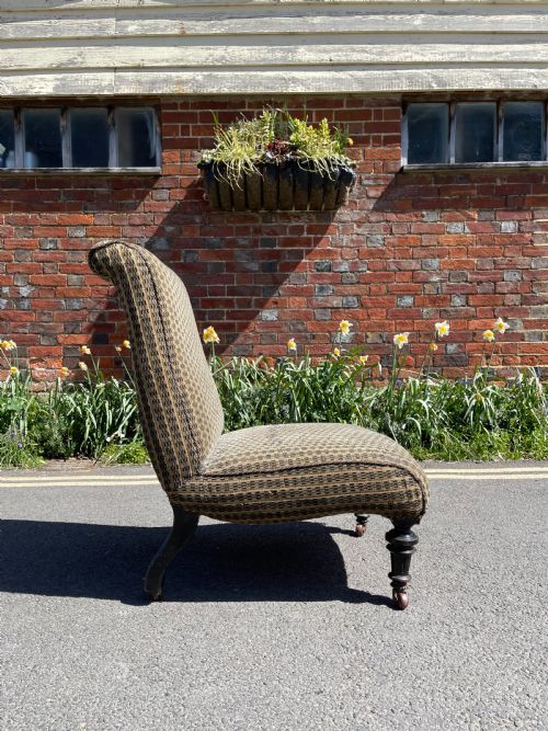 VICTORIAN EBONISED SLIPPER CHAIR - ADDITIONAL PHOTO 2