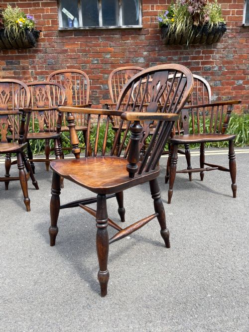 ASSEMBLED SET OF EIGHT WINDSOR ARMCHAIRS - ADDITIONAL PHOTO 3