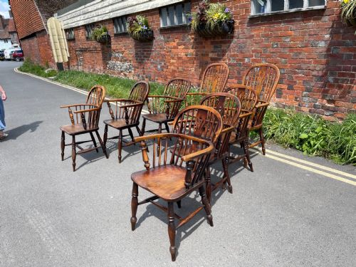 ASSEMBLED SET OF EIGHT WINDSOR ARMCHAIRS - ADDITIONAL PHOTO 8