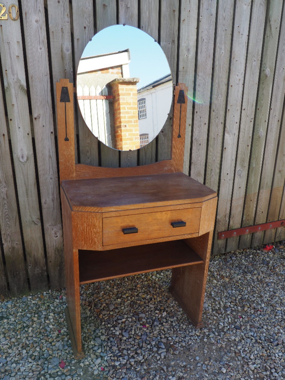 Art deco limed oak dressing table