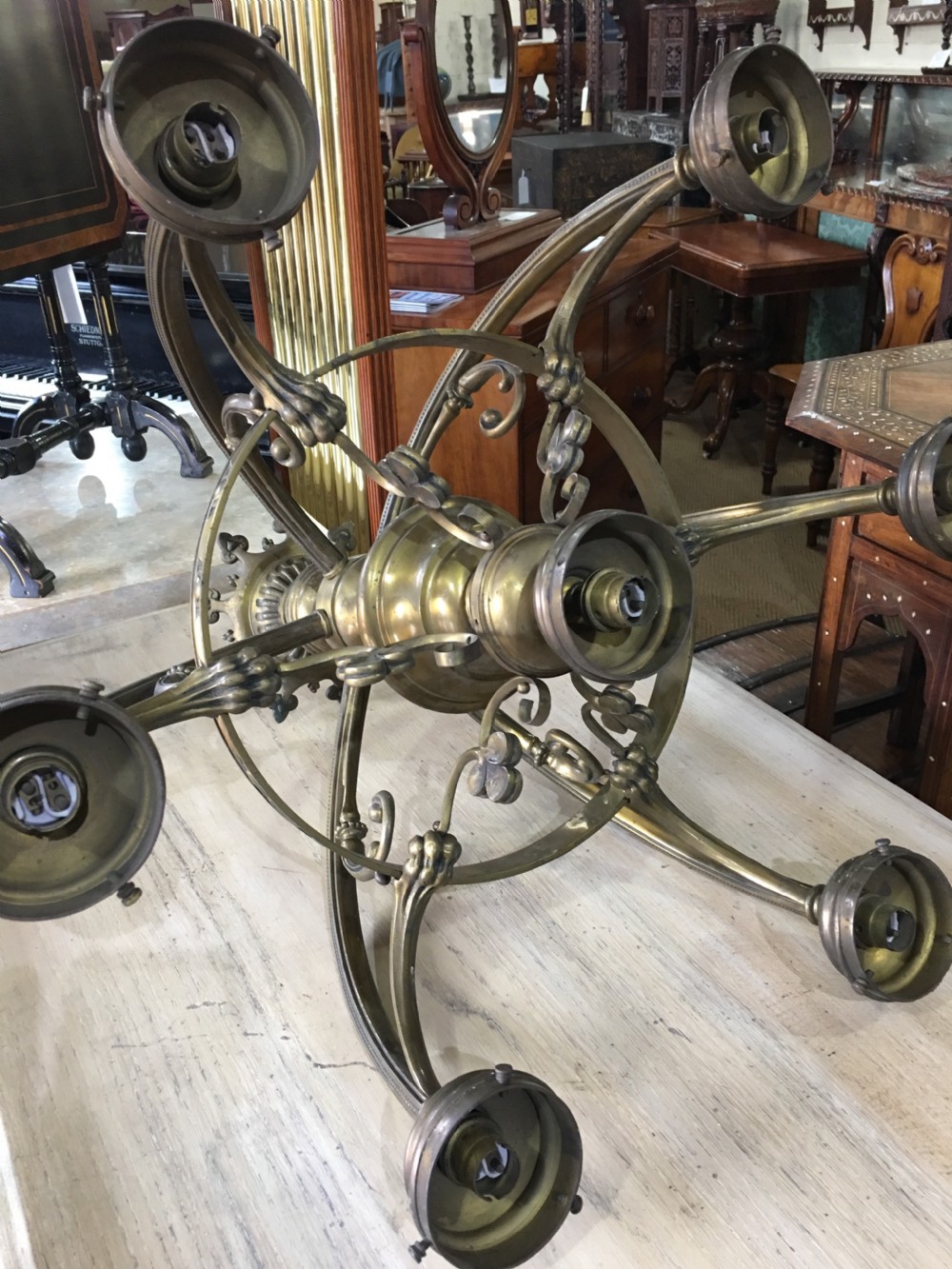 Brass hanging light View II
