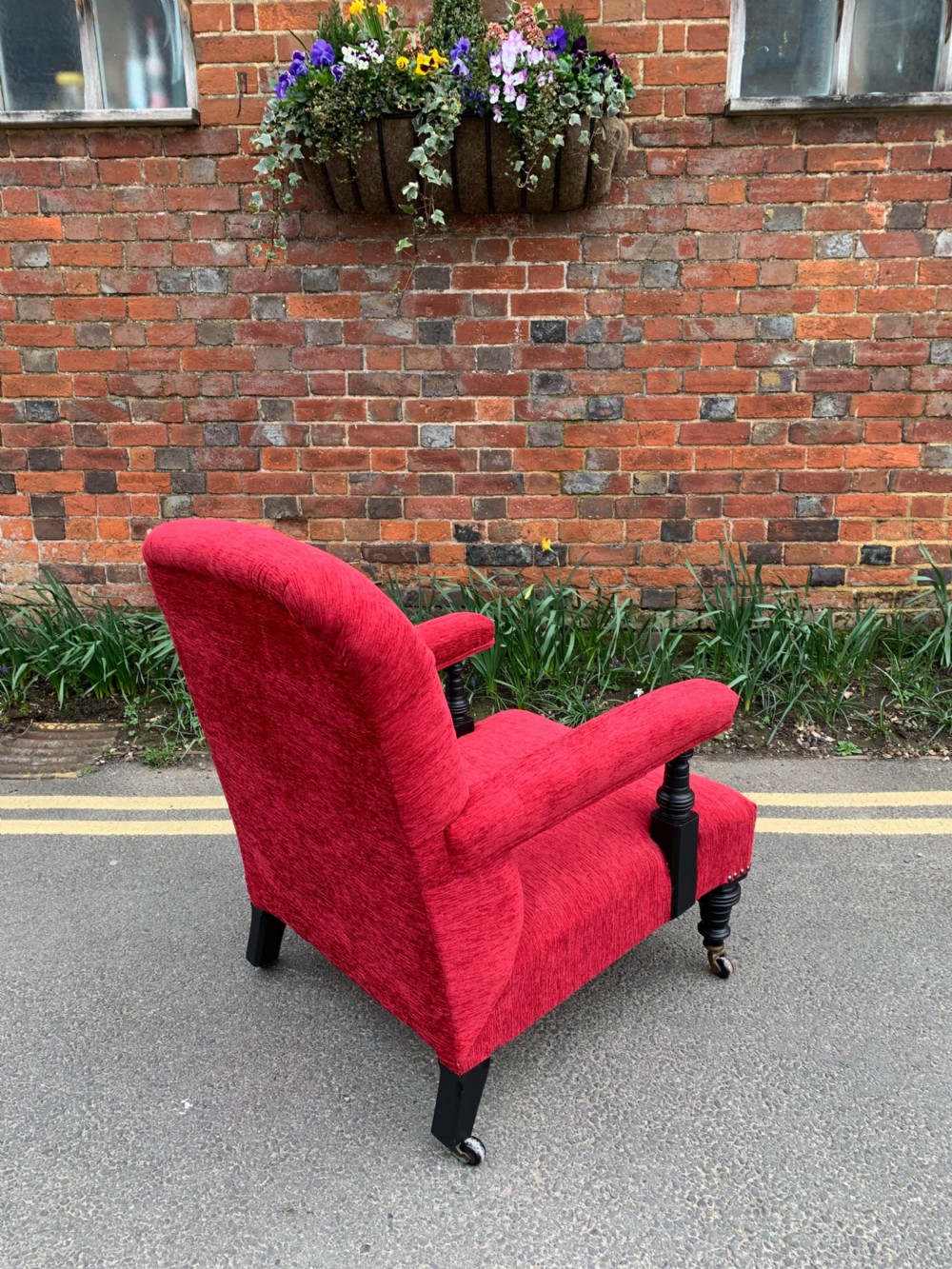 Victorian Ebonised open armchair  View III