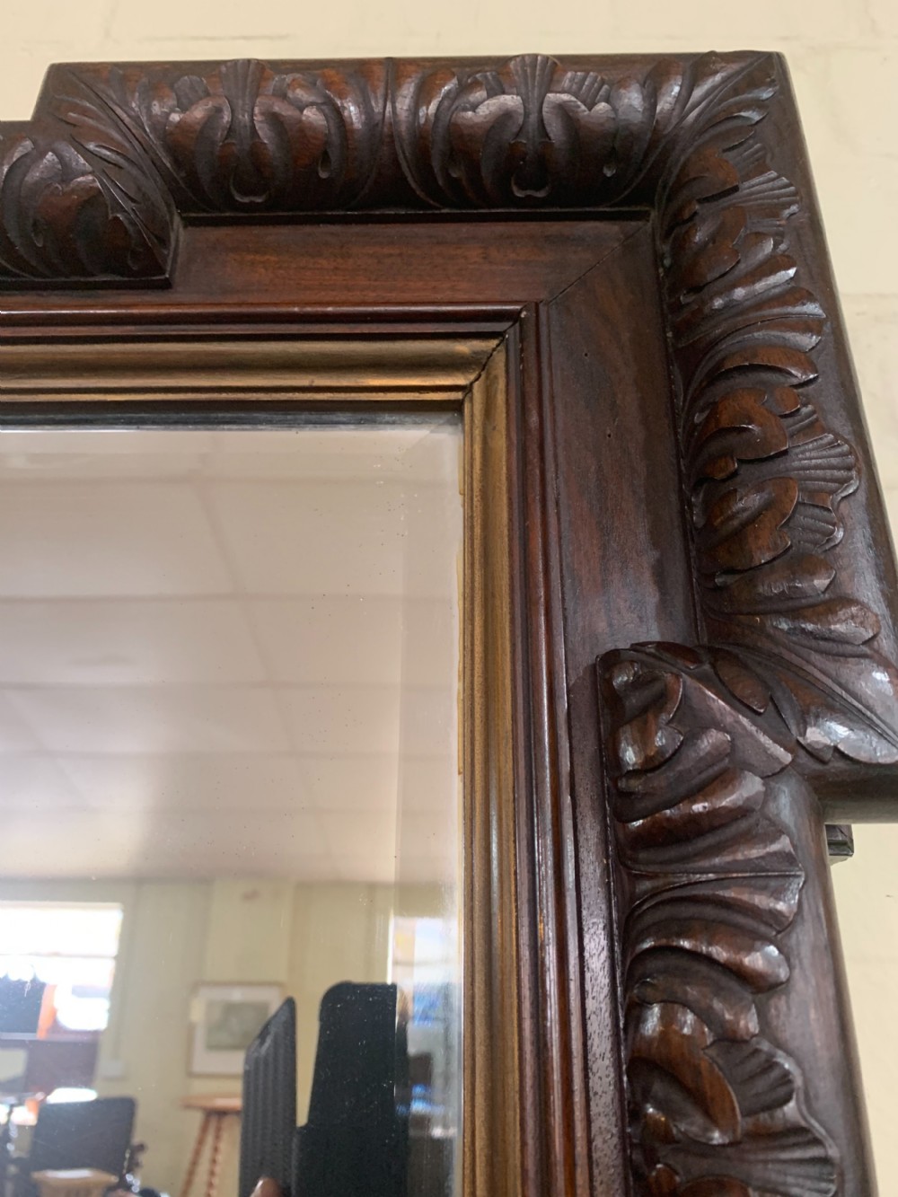 Victorian carved Walnut mirror  View II