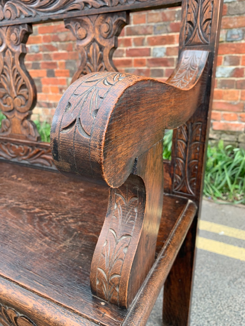 Small Victorian Oak bench View III