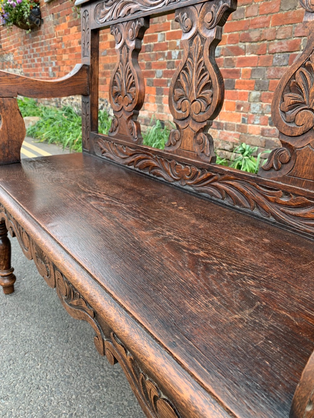 Small Victorian Oak bench View IV