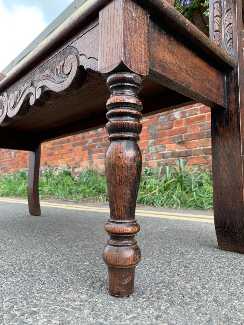 Small Victorian Oak bench View V
