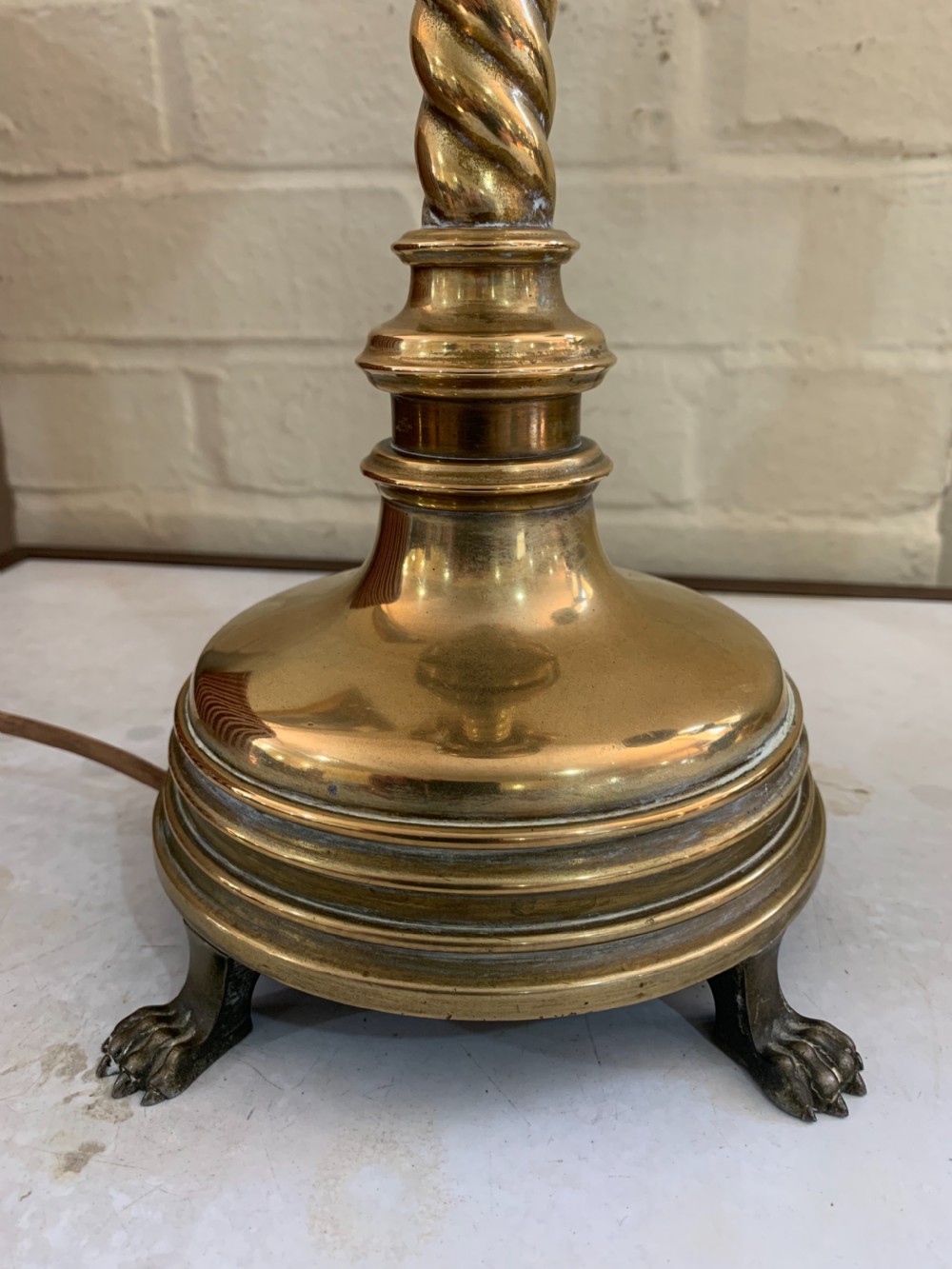 Pair Victorian Brass table lamps  View II