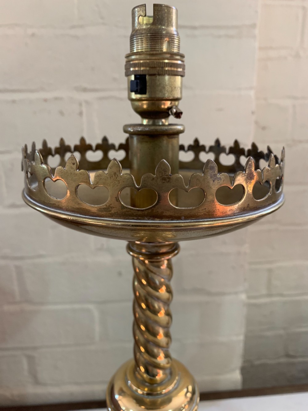 Pair Victorian Brass table lamps  View III