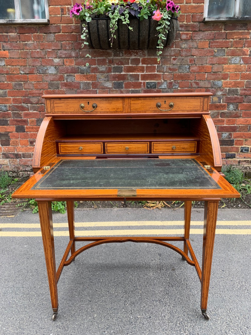Edwardian inlaid Satinwood bureau View IV