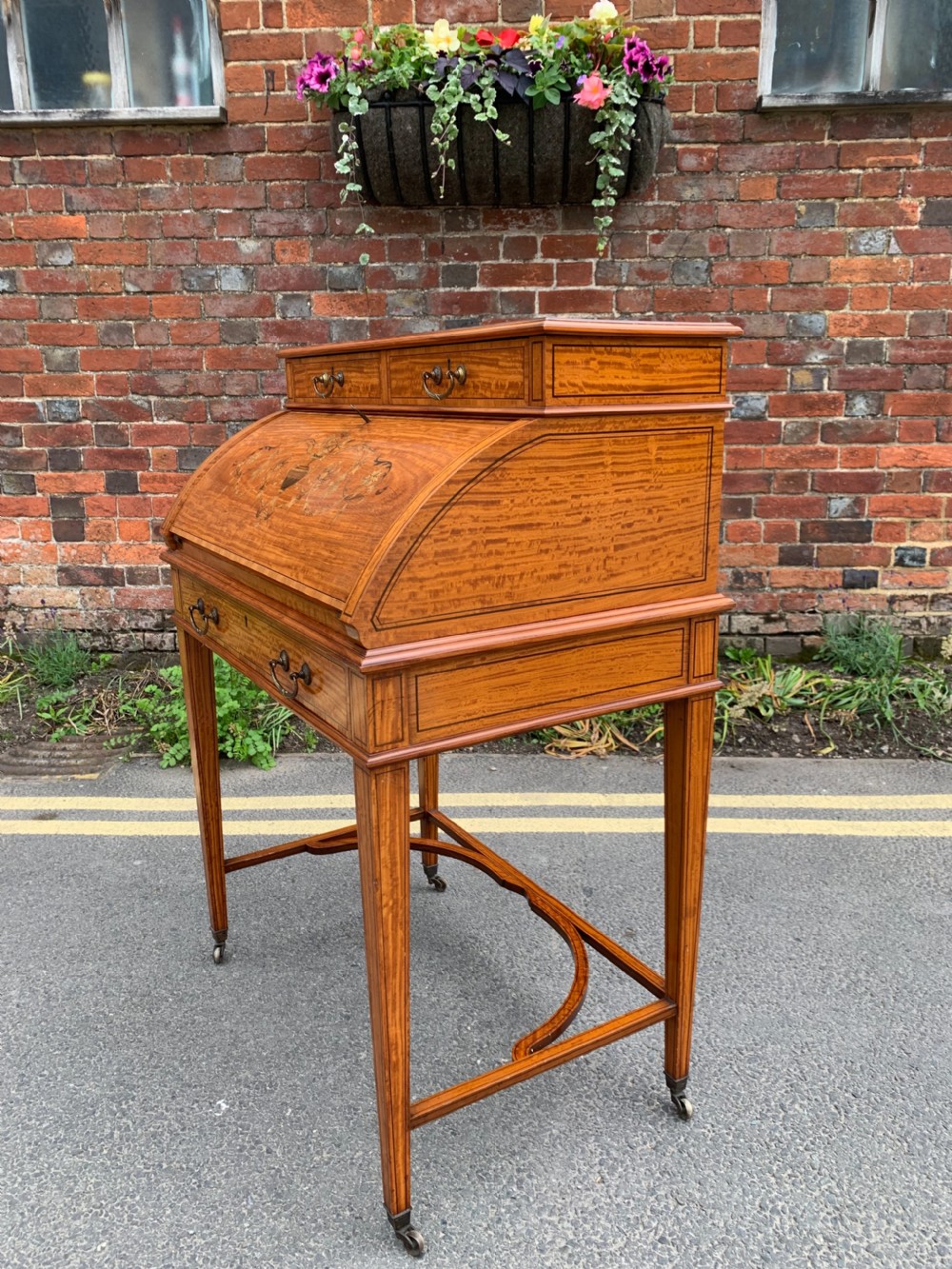 Edwardian inlaid Satinwood bureau View VII