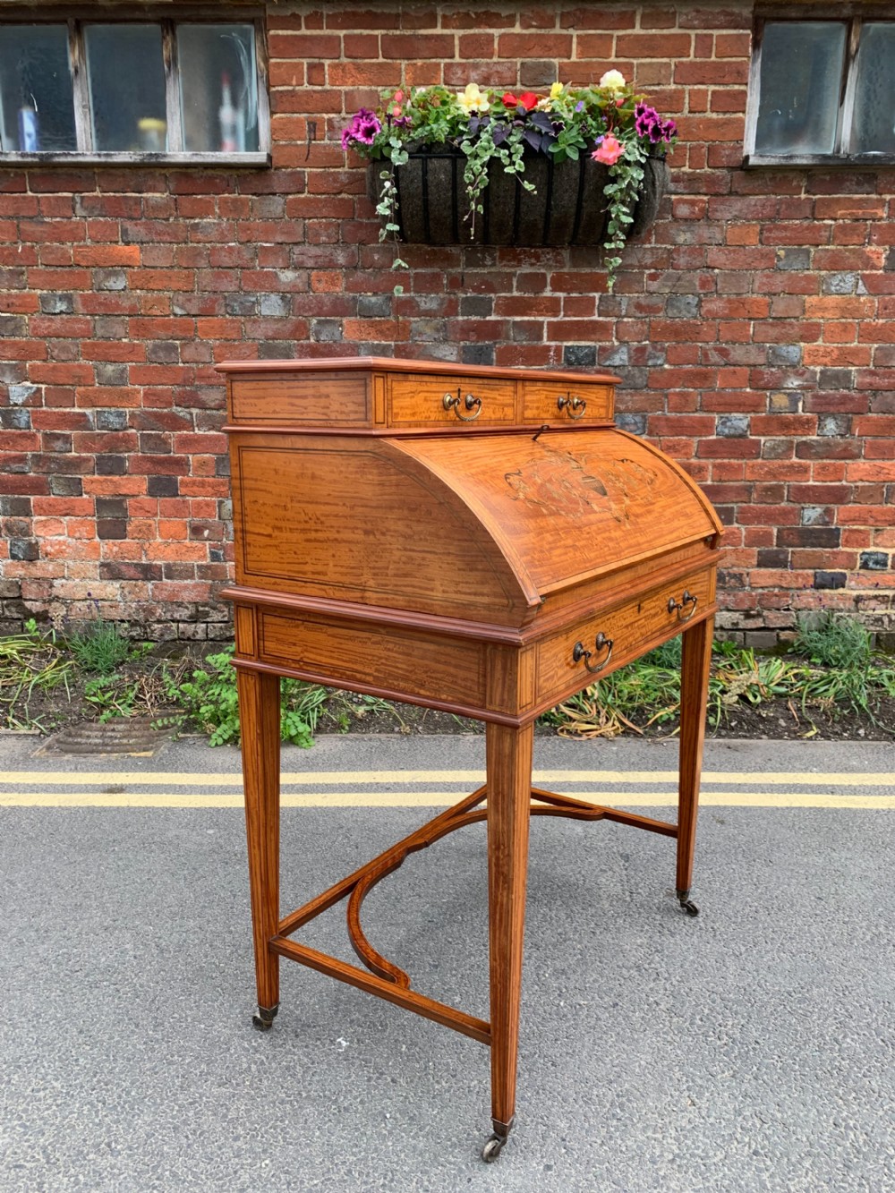 Edwardian inlaid Satinwood bureau View VIII