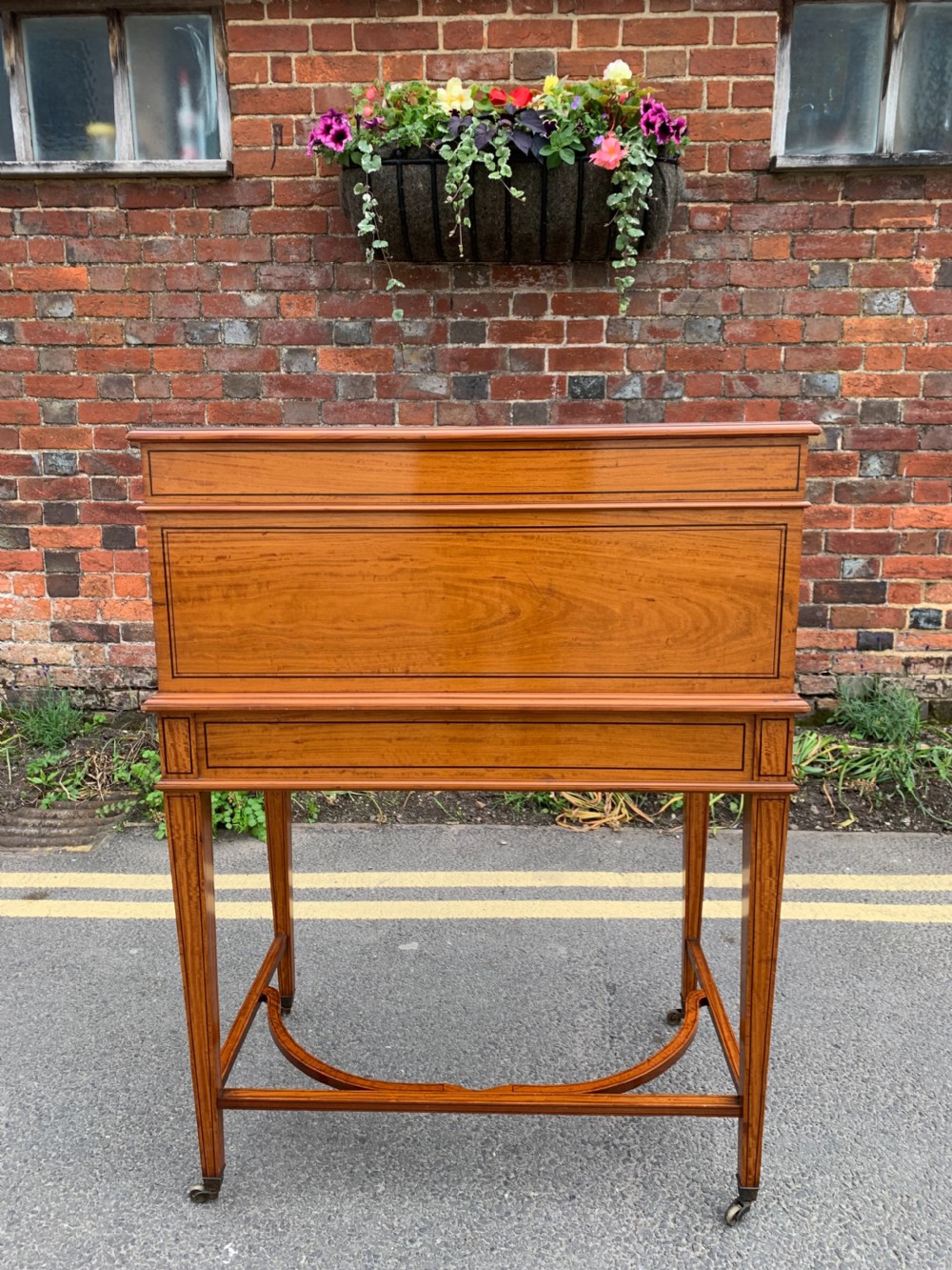 Edwardian inlaid Satinwood bureau View IX