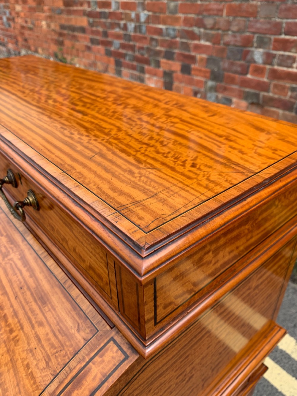 Edwardian inlaid Satinwood bureau View XII
