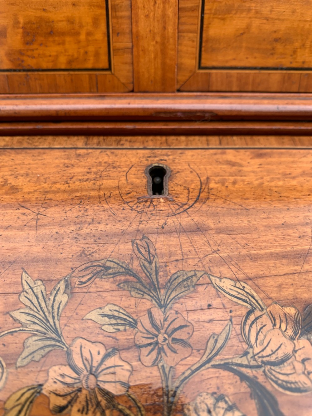 Edwardian inlaid Satinwood bureau View XIII