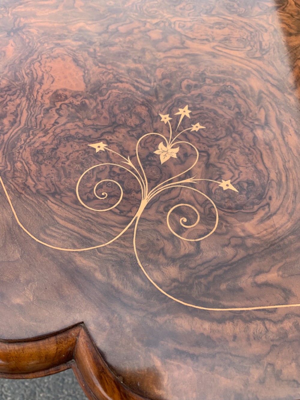 Victorian figured Walnut coffee table  View II