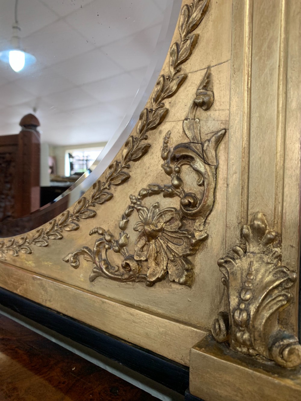 Victorian gilt overmantle mirror  View II