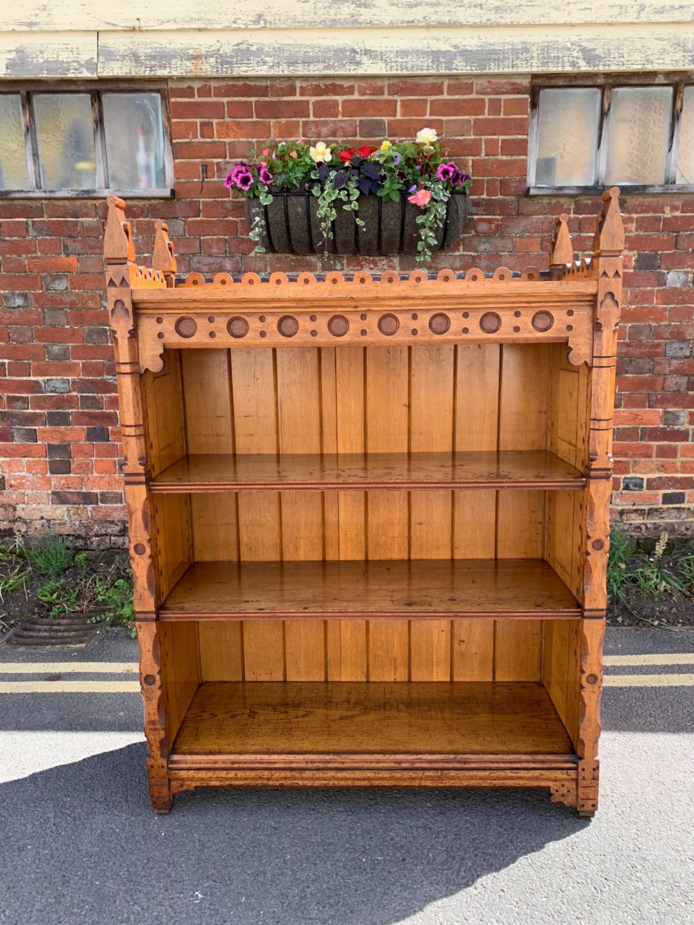 Reformed Gothic Oak bookcase  View II