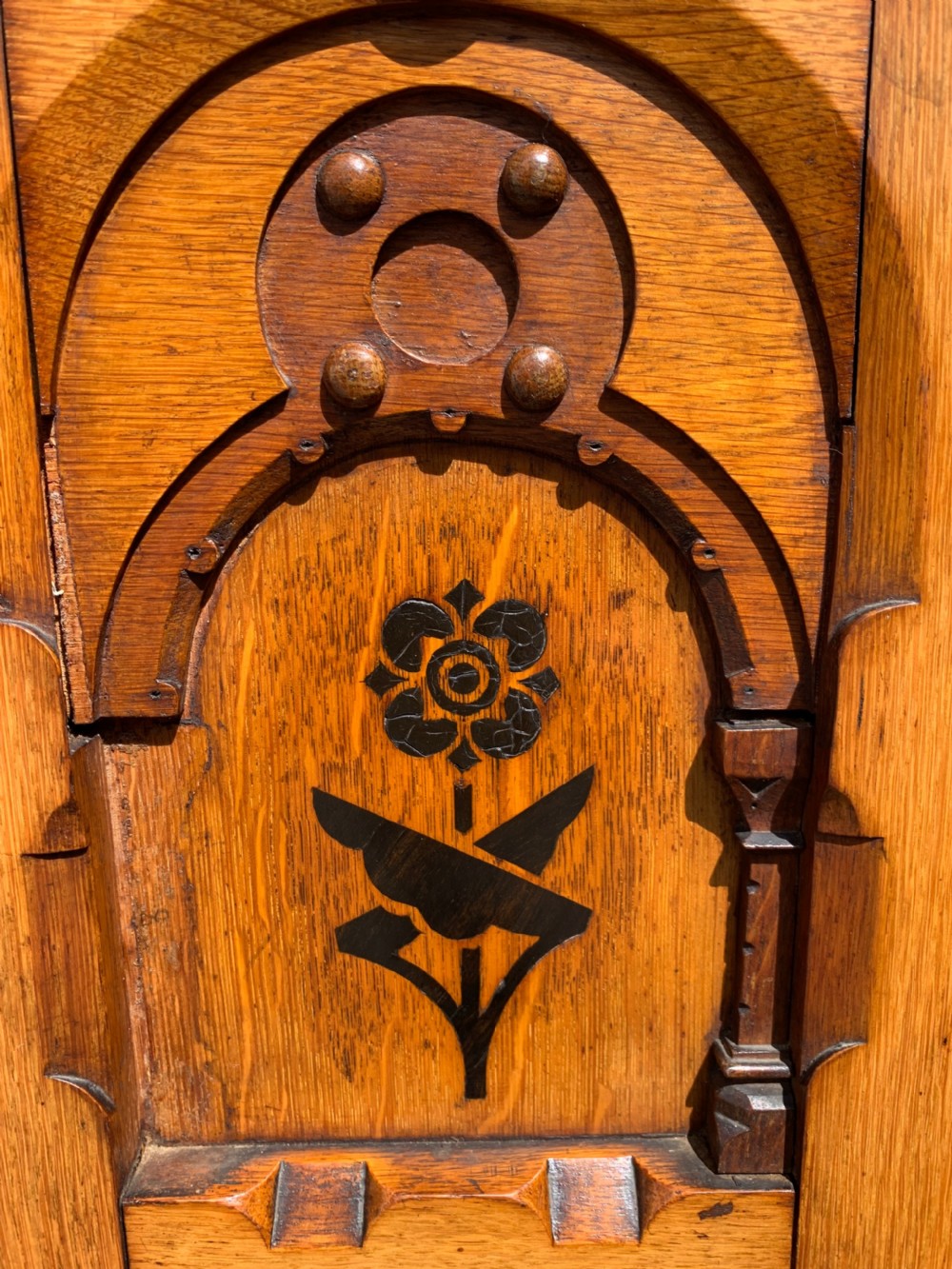 Reformed Gothic Oak bookcase  View IV