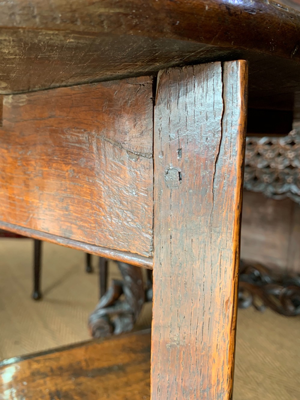 Small antique Oak cricket table  View IV