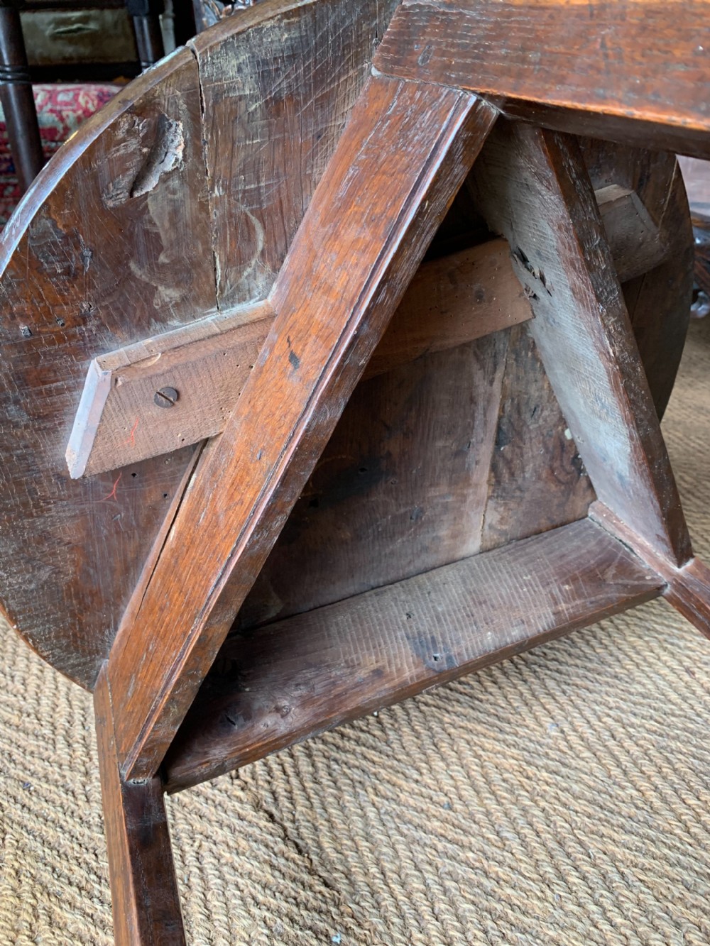 Small antique Oak cricket table  View V