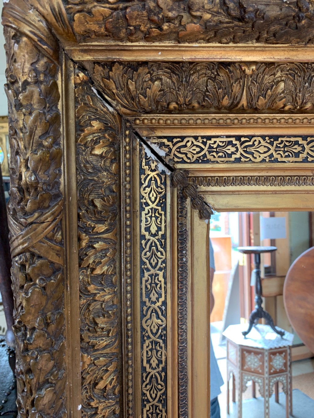 Very large gilt gesso mirror  View II