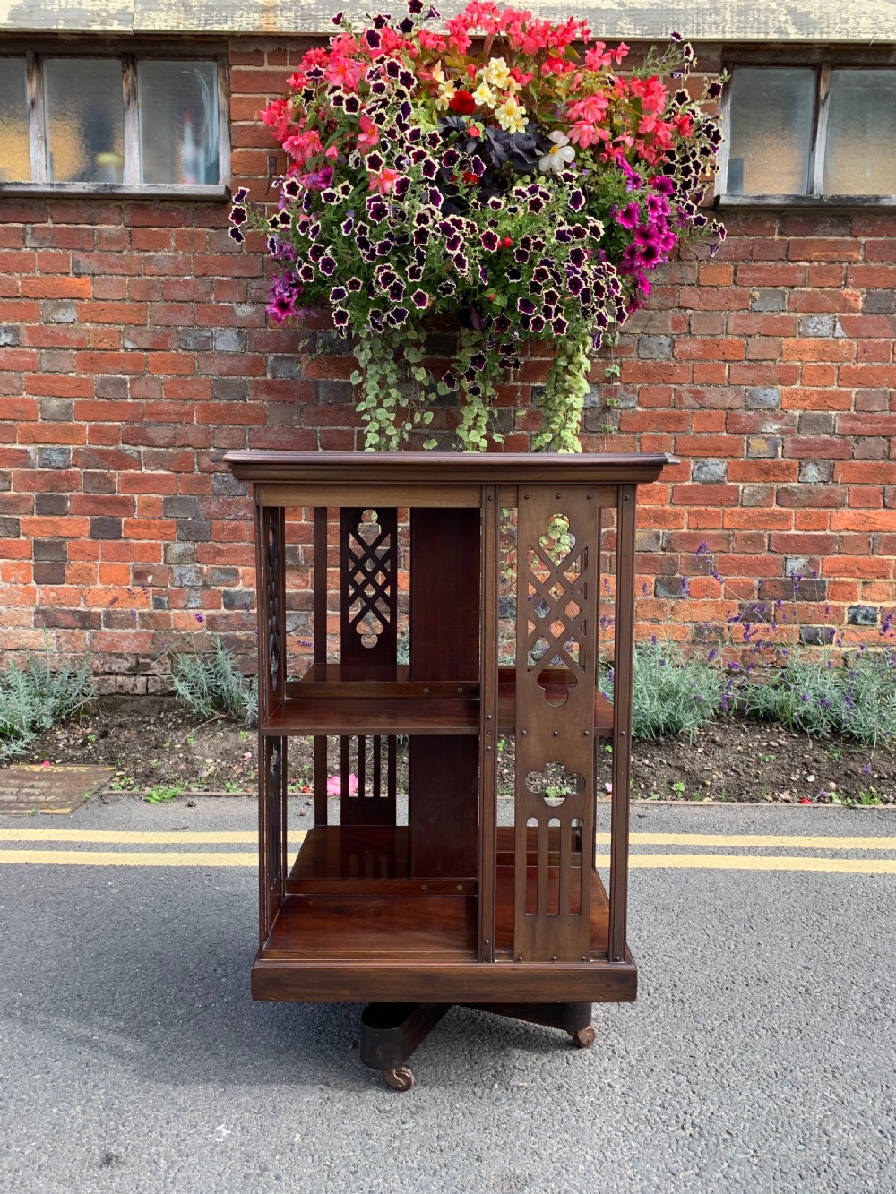 Edwardian Mahogany revolving bookcase  View III
