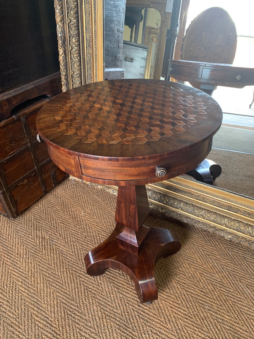 Small pedestal drum table
