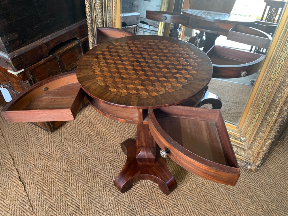 Small pedestal drum table View VIII