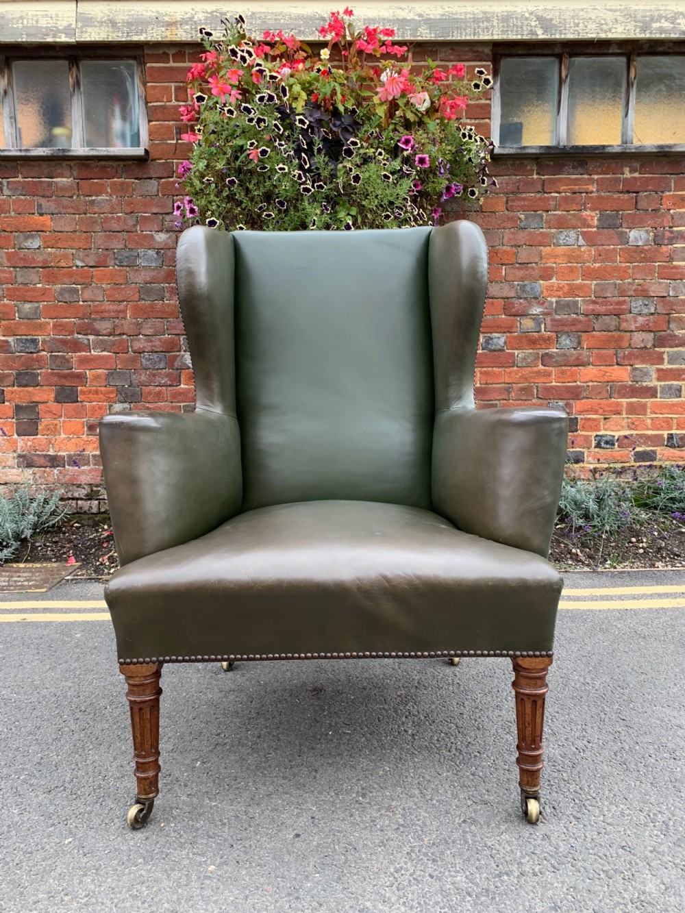 Victorian leather wing chair 