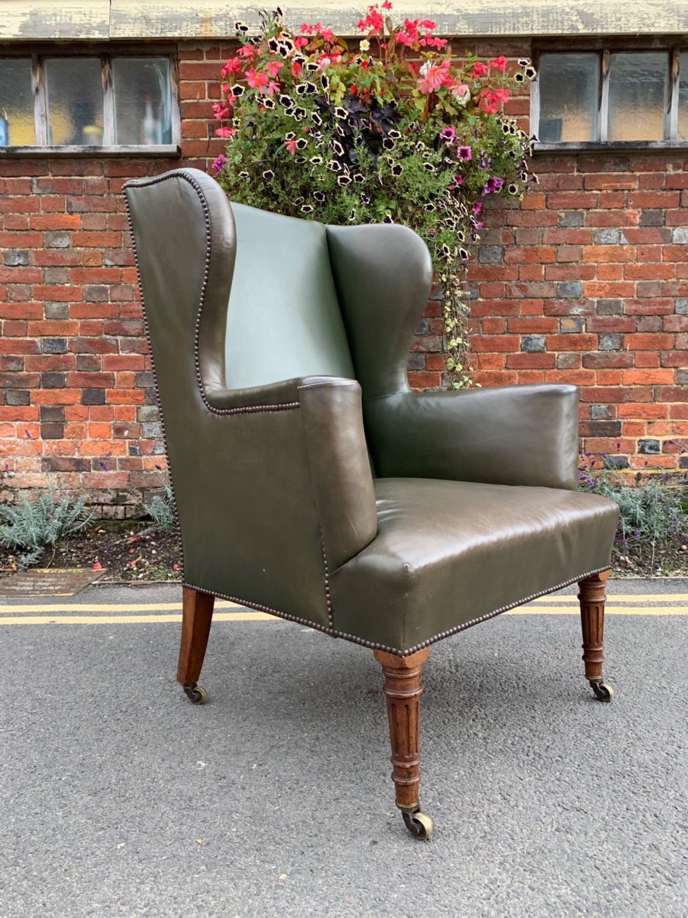 Victorian leather wing chair  View II