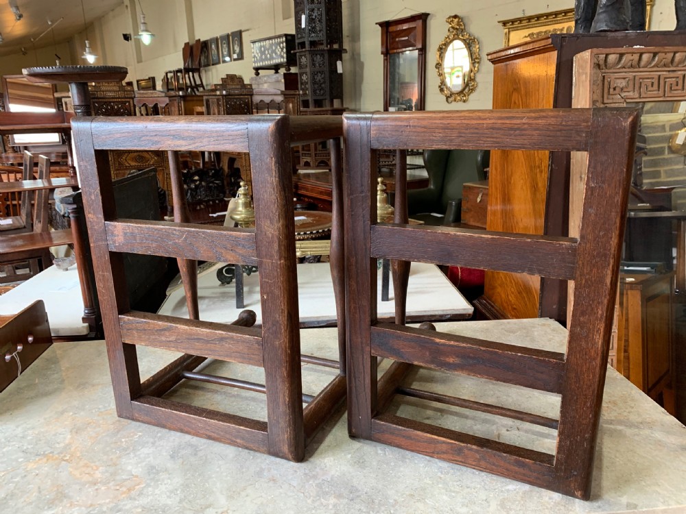 Pair of Oak luggage stands  View II