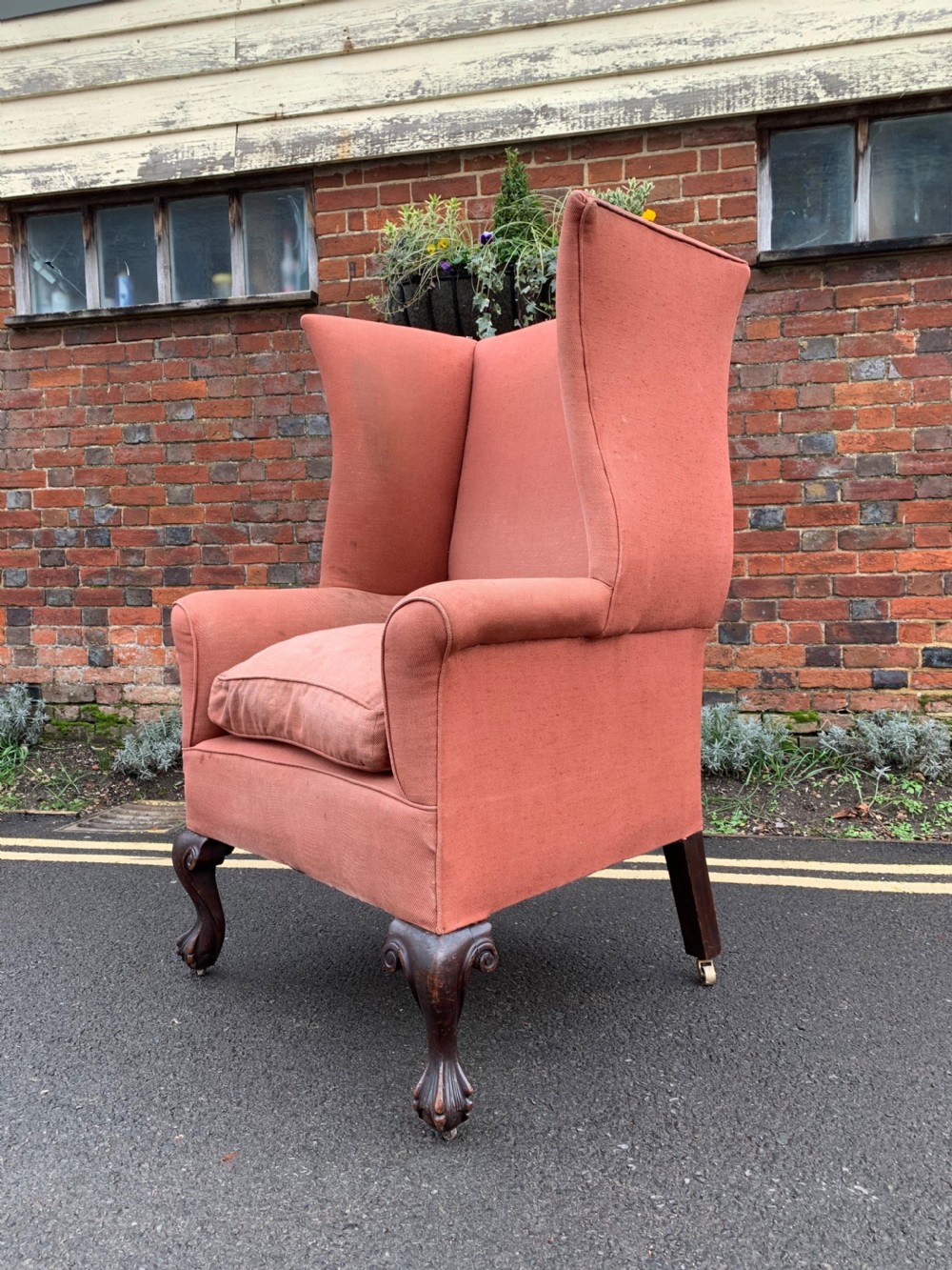 Late Victorian wing armchair 