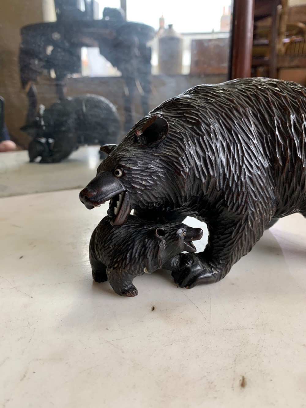 Pair of Black Forest carved bears View II